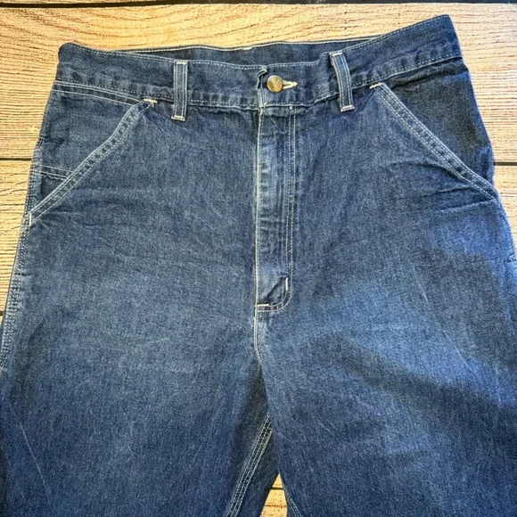 Vtg Carhartt USA Made Baggy Jeans Dungaree Fit Denim Mens 31x33 Carpenter‎ 90s - Picture 6 of 13